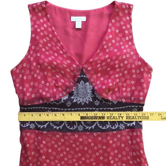 Charter Club Silk Maxi Dress Womens Sz 10 Salmon Brown Boho Tiered V-neck Lined - Picture 13 of 16